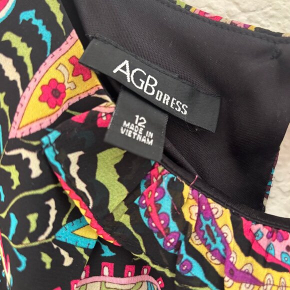 AGB Dress | Black with colorful floral design | Size 12 - Picture 2 of 4